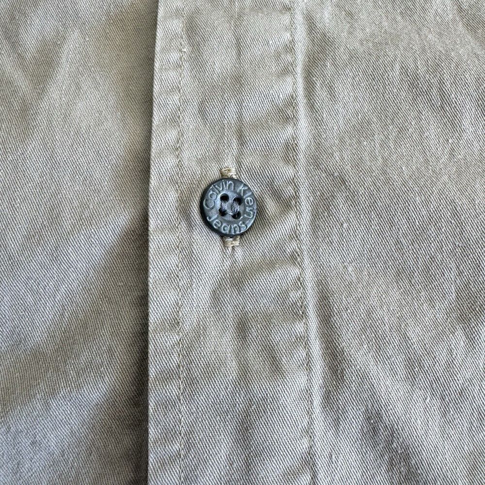 Calvin Klein Jeans Button Up Shirt Long Sleeve Beige - Picture 6 of 11